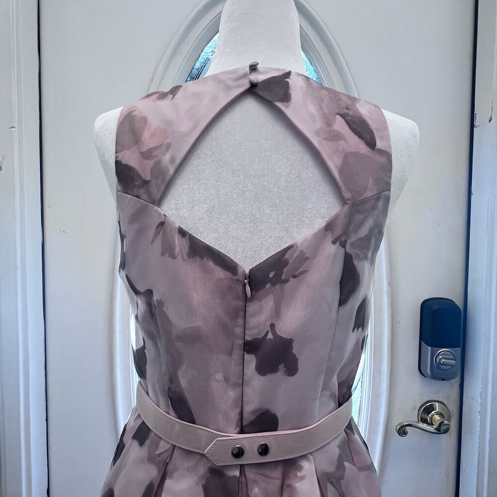 NWOT Eliza J Floral Organza Embellished Champagne Metallic Jacquard Ball Gown 6 - Picture 8 of 12